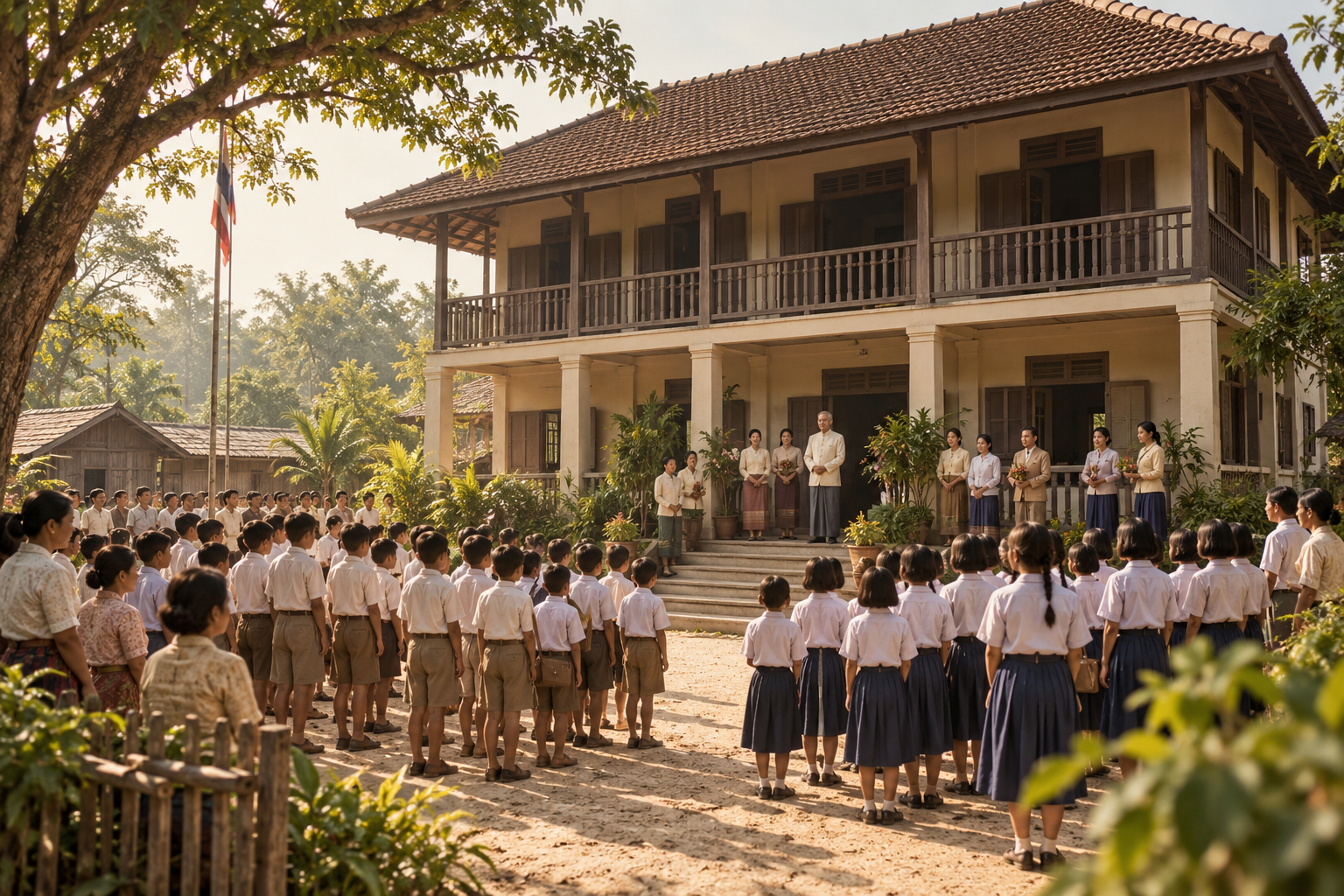 ภาพจำลองบรรยากาศโรงเรียนในยุคก่อตั้ง