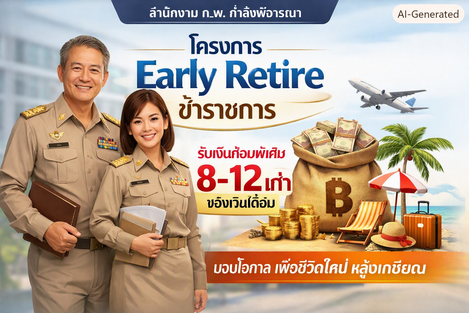 ก.พ. เปิดรับฟังความคิดเห็น โครงการเกษียณอายุก่อนกำหนดข้าราชการ (Early Retire) รับเงินก้อน 8-12 เท่า