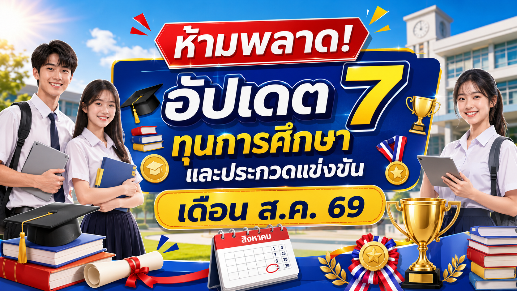 ห้ามพลาด! อัปเดต 7 ทุนการศึกษาและประกวดแข่งขัน เดือน ส.ค. 69