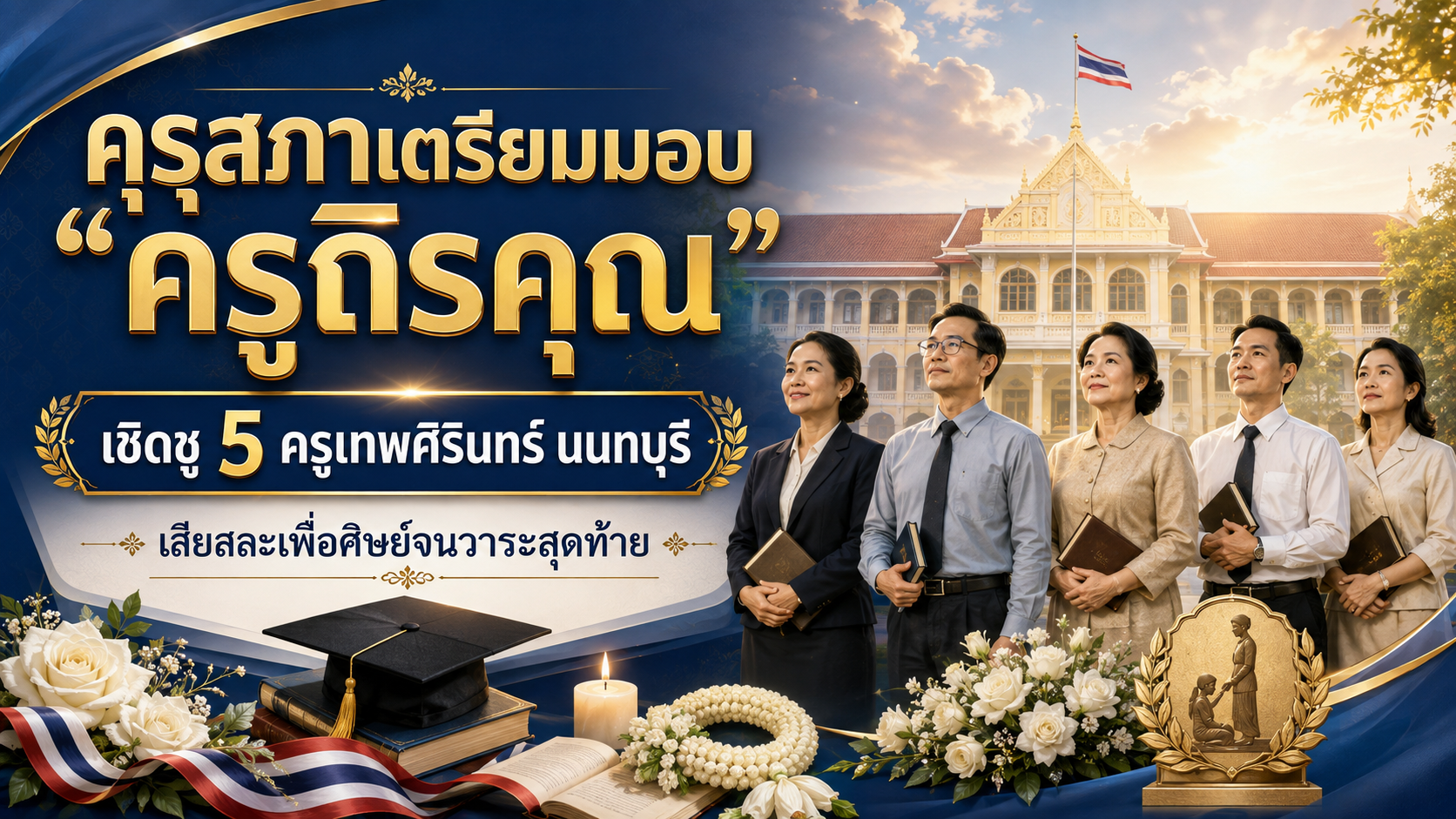 คุรุสภาเตรียมมอบ “ครูถิรคุณ” เชิดชู 5 ครูเทพศิรินทร์ นนทบุรี เสียสละเพื่อศิษย์จนวาระสุดท้าย